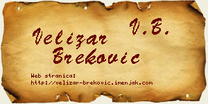 Velizar Breković vizit kartica